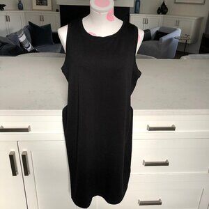 GAIAM Casual Activewear Rayon Poly Slvless Scoop Neck Midi Dress Black Sz L NWT